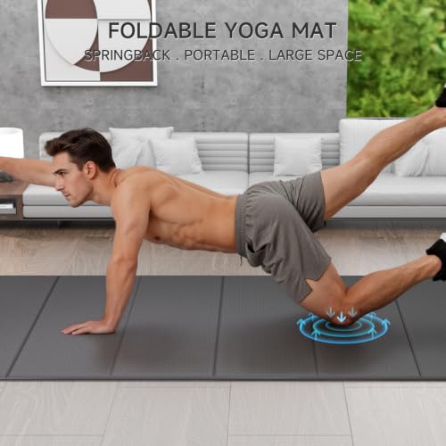 7-Fold Yoga Mat 74"x31" | 0.31 Inch Thick, Extra Wide Non-Slip POE Mat, For Travel, Storage, Yoga, Pilates, Meditation & Home Gym - color: Black
