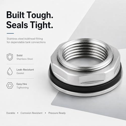 3/4 Inch Stainless Steel Bulkhead Fitting G1 Male Water Tank Connector Adapter Fitting with Rubber Gasket, Thru-Bulk Pipe Fitting for Rain Barrels Aquariums Industrial Plumbing(Pack of 2) - size: G3/4 2Pcs