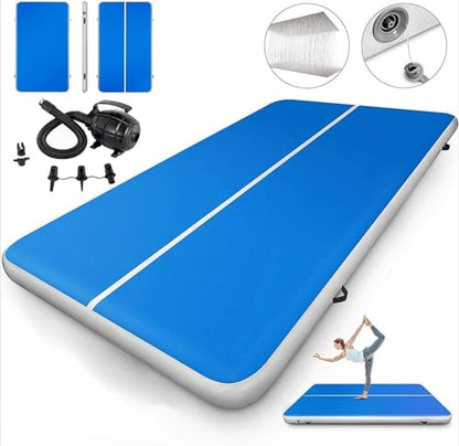 20x6ft Inflatable Air Gymnastics Track Mat Thickness Gymnastics Tumbling Air Mat Inflatable Tumble Track with Electric Air Pump, for Gym/Training/Yoga/Home use/Exercise/Cheerleading/Water