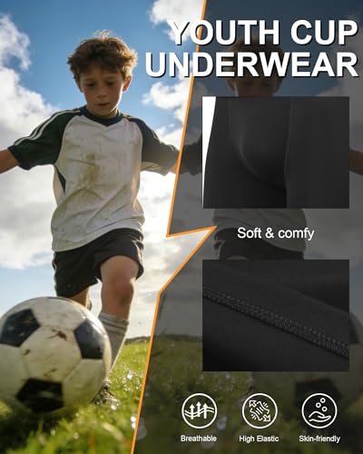 Dalavch 4 Pack Youth Boys Sliding Compression Shorts with Protective Cup - size: Medium