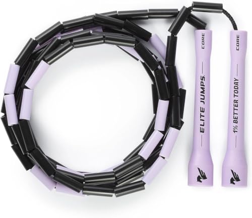 Elite Jumps 1" Beaded Rope, 10ft, Adjustable, 5" Handles - color: Pastel Purple