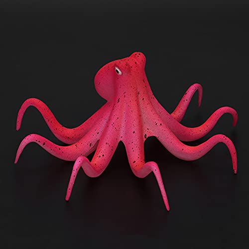Fydun Aquarium, Ornaments Decoration Fish e Ornament Artificial Silicone Fluorescent Simulation Octopus with Suction Cup Green (Red)