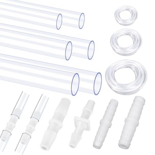 Hilitchi No.2 Clear Tubing Assortment with Hose Barb Fittings Kit Flexible Plastic Tube Hose Set For Home Repair Water Oil Transfer Aquarium