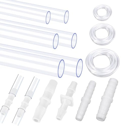 Hilitchi No.2 Clear Tubing Assortment with Hose Barb Fittings Kit Flexible Plastic Tube Hose Set For Home Repair Water Oil Transfer Aquarium