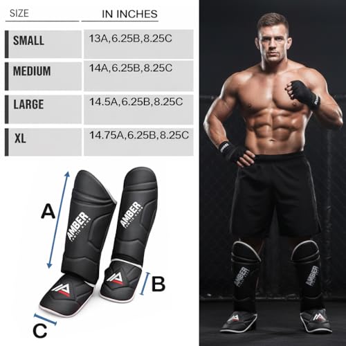 Centurion Muay Thai Shin and Instep Guards, High-Density Foam Protection, Skintex Leather, Adjustable Straps, Lightweight & Durable for MMA, Kickboxing, Muay Thai, and Taekwondo - size: Medium