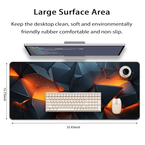 35.4 x 15.7 in, XXL Large Mouse Pad for Desk, Extended Keyboard Mouse Mat for Computer Office, Big Mouse pad with Stitched Edges, Gaming Pc-Abstract Lines on a Black - color: Abstract Space Tearing