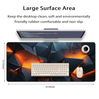 35.4 x 15.7 in, XXL Large Mouse Pad for Desk, Extended Keyboard Mouse Mat for Computer Office, Big Mouse pad with Stitched Edges, Gaming Pc-Abstract Lines on a Black - color: Abstract Space Tearing