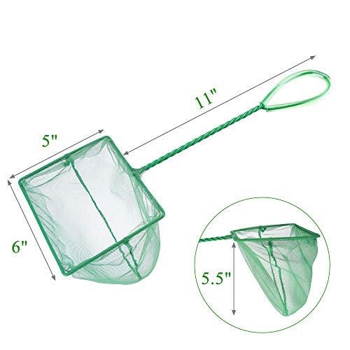 Mogoko 2 Pack Aquarium Net Fish Net, Small Net, Multi-Size Fine Mesh Aquarium Net with Long Plastic Handle for Fish Tank - color: 1. Green, size: 6 Inch