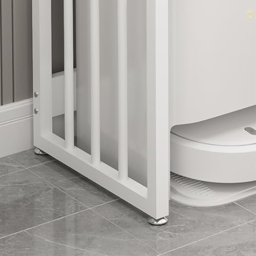Sweeper Robot Storage Cabinet Sweeper Shelf Organizer Storage Cabinet Movable Fish Tank Rack with Wheels Sweeper Organizer(White Frame+Black)