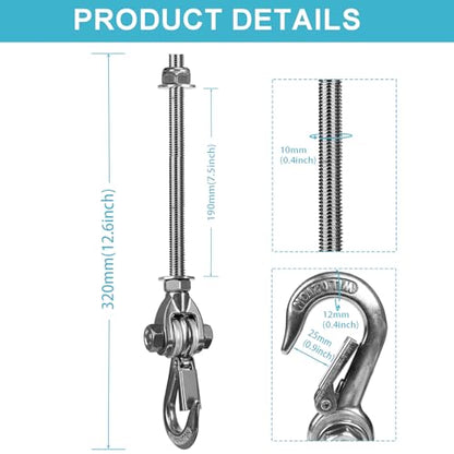 Heavy Duty Swing Hanger 180° with Stainless Steel Swing Hook 800LBS Capacity Playground Swing Seat Hardware Hammock Chair Porch Swing - size: 1 Pack 180°