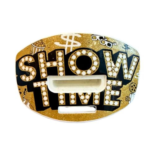 Battle Speed X Mouthguard, Showtime | Interchangeable thick strap clicks securely from the back, Connected for tackle or strapless for flag, Large center venting - color: Showtime