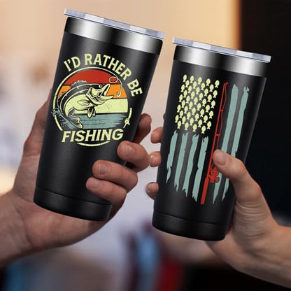 Fufandi Fishing Gifts For Men - Gifts for Fisherman - Fishing Christmas Gift, Birthday Fathers Day Gift for Dad, Men, Husband, Him - Tumbler Cup 20oz