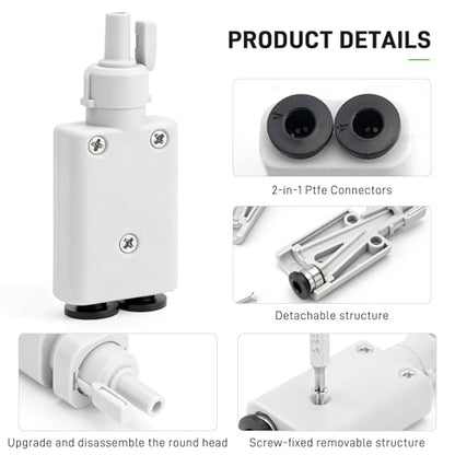 2-in-1 PTFE Adapter for Bambu Lab A1/A1 Mini, Dual Filament Tube Connector for External Spool & Dryer Box, Detachable Screw-Fixed Easy-Clean Filament Hub
