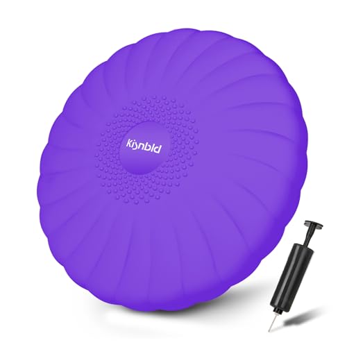 kisnbld Wobble Cushion, Balance Disc with Pump, Core & Posture Training | Extra-thick Non-slip Wiggle Seat for Sensory Kids improve balance, core strength and posture(Each 13.5in/34cm) - color: 1Purple