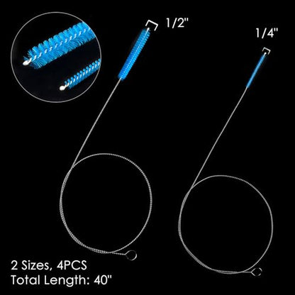 30 Inches Flexible Tube Brush, Extra Long Straw Brush, Pipe Cleaner Brush for Cleaning Straw, Feeding Tube, Siphon Hose, Drain Clog, 4PCS (Blue)
