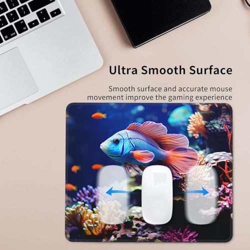 Mouse Pad with Stitched Edge Comfortable Mouse Mat with Non-Slip Rubber Base Gaming Mousepads Coral Reef Fish Aquarium Washable Mouse Pads for Computers Office Laptop 7 x 8.6 in