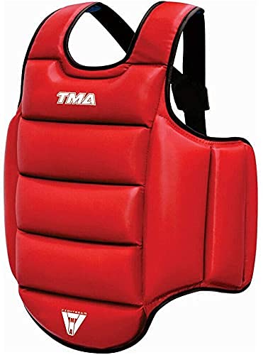 TMA Boxing Body Protector Reversible, Kickboxing MMA Muay Thai Chest Guard, Sparring Training Heavy Punching, Adjustable Martial Arts Upper Belly Protection Pad, Taekwondo, Chest Protector - size: Small-Medium