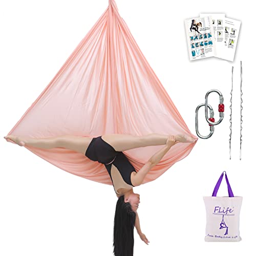 F.Life Aerial Silk Yoga Hammock & Swing for yoga Inversion,Strength training,starter hardware kit - color: Champagne