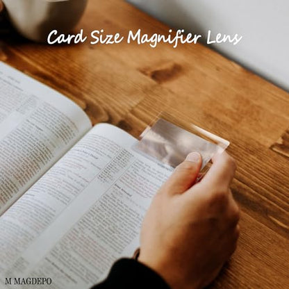 MAGDEPO 3X Page Magnifying Lens 4.75" x 7" Combo-Set 2 Bookmark Magnifier with Ruler & 2 Card Magnifier for Reading Books, Magazine, Newspaper, and People with Low Vision. - color: Combo Set