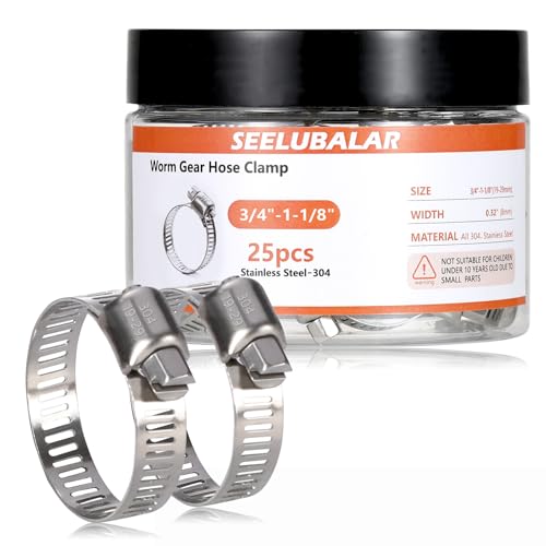 25 Pack Worm Gear Hose Clamp, Adjustable from 3/4 Inch to 1-1/8 Inch (19-29mm) Stainless Steel Fuel Line Hose Clamps, Metal Fuel Line Hose Clamps for Automotive Plumbing And Mechanical Application - size: 3/4"-1-1/8"(19-29mm)