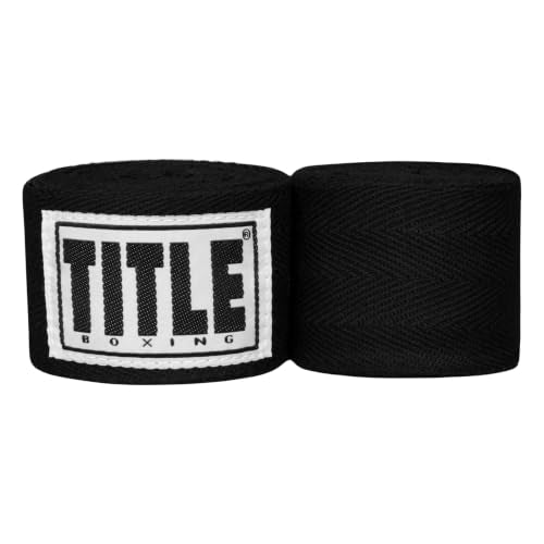 TITLE Boxing Traditional Weave Hand Wraps (Single Pair) - color: Black