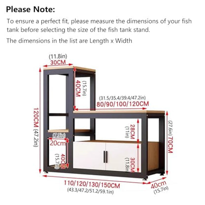 Aquarium Stand with Storage, Breeder Turtle Terrarium Stand Rack, Sturdy Steel Frame, Non - Slip Pads, Fit Living Room/Office(Walnut,150cm/59.1in) - color: Walnut, size: 150cm/59.1in