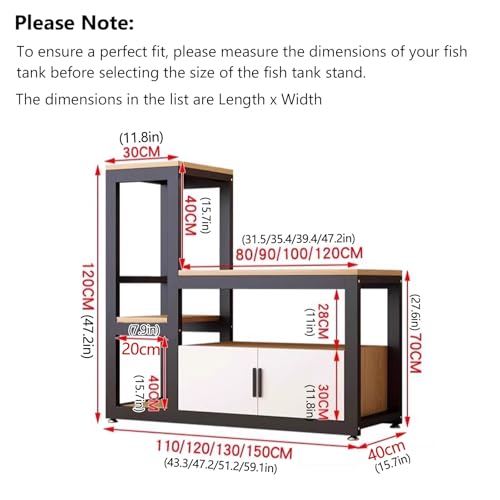 Aquarium Stand with Storage, Breeder Turtle Terrarium Stand Rack, Sturdy Steel Frame, Non - Slip Pads, Fit Living Room/Office(Black,150cm/59.1in) - color: Black, size: 150cm/59.1in