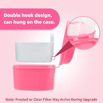 Annhua Denture Retainer Container Case Cleaning,Denture Bath Box False Teeth Storage Box - color: Pink