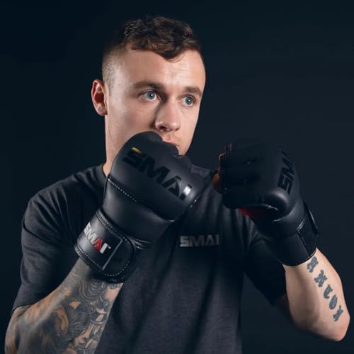 SMAI Elite85 Leather MMA Grappling Gloves - Competition Punching Mitts and MMA Gear for Men, Women and Youth - Made for Martial Arts Sparring, Punch Training and Bag Work. - size: Large