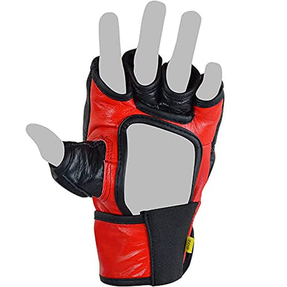 Combat Corner MMA Leather Construction Tech Fight Spar Gloves for Men and Women - Kickboxing, MMA, Muay Thai Fighting Training Sparring Gloves - size: Large