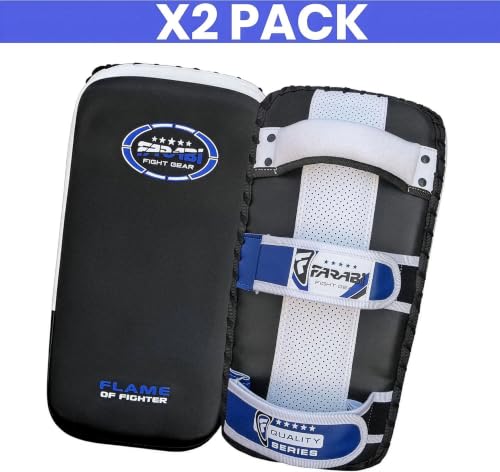 Farabi Thai Pad Training Kick Pad Curved Coaching Pad Kicking Mix Martial Arts x 1 Single Unit - color: Blue (Pair)