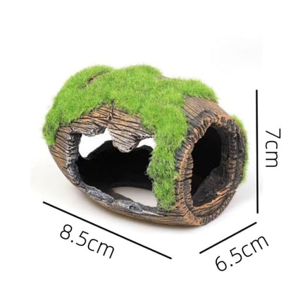 Decorations Tank Resin Landscaping 8.5x6.5x7CM Fish Tank Accessories Moss Fish Hiding Cave Broken Barrel