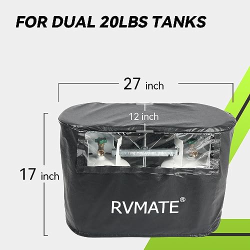 RV Propane Tank Cover, Waterproof, Anti-UV, Black Camper Propane Tank Cover, Fits 20LB Dual Propane Tanks, for RV/Trailer/Camper Accessories