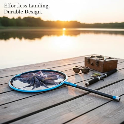 Aluminum Alloy Replacement Landing Net Head for Fishing Rod Handles - Blue Frame
