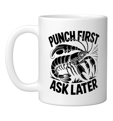 Colorful Mantis Shrimp Portrait Marine Aquarium Keeper Ceramic Mug, White - color: White