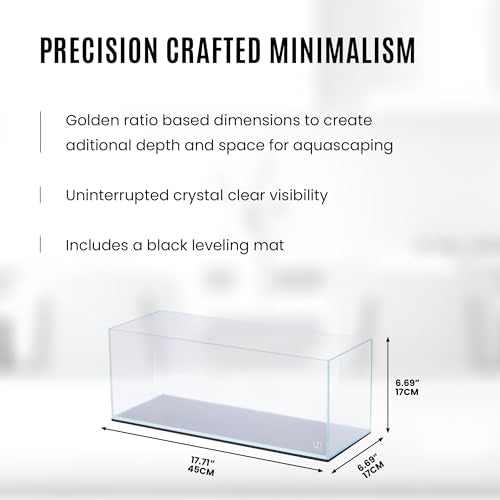 UNS Ultra Clear Rimless Tank - 3.4GAL | 13L - 17.71x6.69x6.69 | 45x17x17 CM, 5mm Glass Thickness, Leveling Mat Included - Low Iron, High Clarity Fish Tank w/ 45° Mitered Edge - [45L] - size: [45L] - 3.4 Gal - 17.71 x 6.69 x 6.69 in