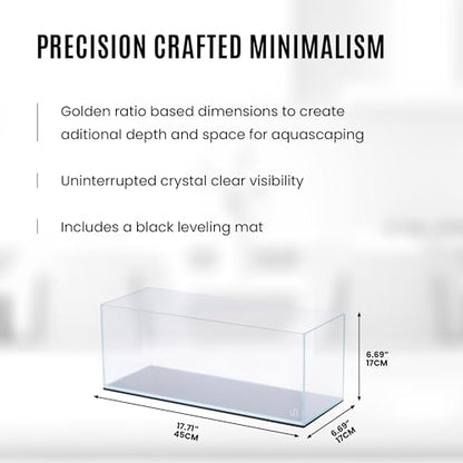 UNS Ultra Clear Rimless Tank - 3.4GAL | 13L - 17.71x6.69x6.69 | 45x17x17 CM, 5mm Glass Thickness, Leveling Mat Included - Low Iron, High Clarity Fish Tank w/ 45° Mitered Edge - [45L] - size: [45L] - 3.4 Gal - 17.71 x 6.69 x 6.69 in