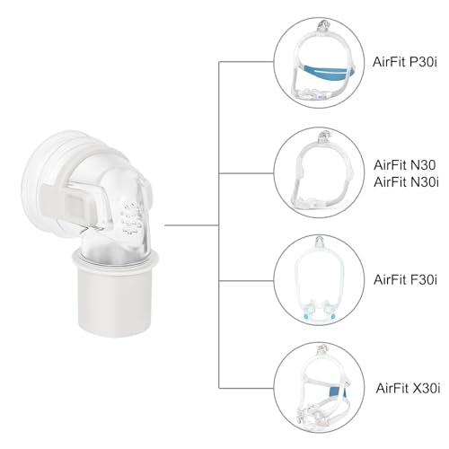 2PCS Elbow Connector for Airfit F30i Cpap Full Face Mask P30i N30i X30i Nasal Pillows Mask Swivel Elbows, Compatible with Mostly Cpap Hose and Tubing