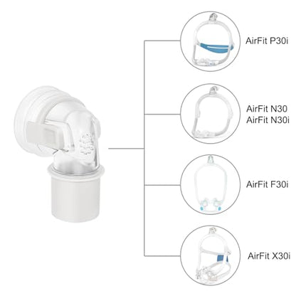 2PCS Elbow Connector for Airfit F30i Cpap Full Face Mask P30i N30i X30i Nasal Pillows Mask Swivel Elbows, Compatible with Mostly Cpap Hose and Tubing