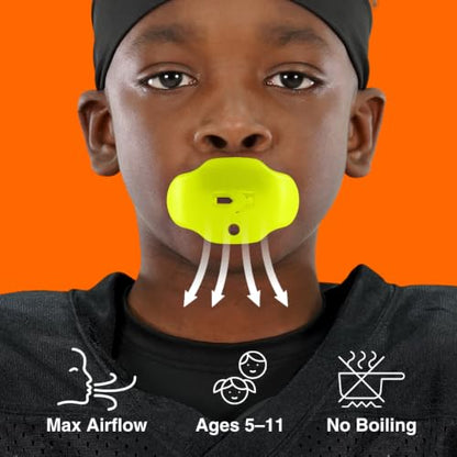 SLEEFS Kids Football Mouthguard with Strap for Teeth and Impact Protection - color: Safety Yellow, size: Kids