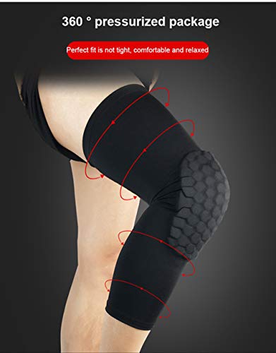 PISIQI Knee Pads Compression Pads Long Leg Sleeve Collision Avoidance Brace - color: Black, size: X-Large
