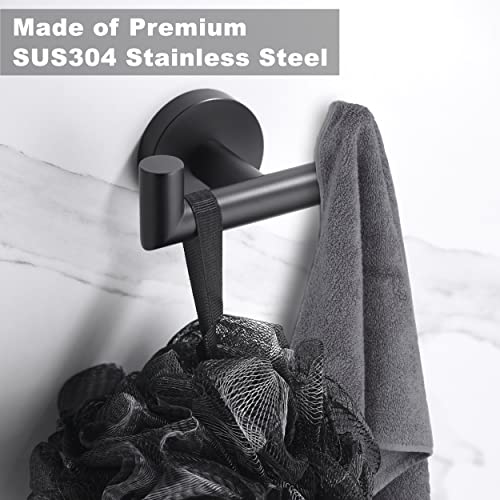 Towel Hooks for Bathrooms,Towel Hook for Kitchen Bathroom,SUS304 Stainless Steel Coat Hook,Heavy Duty Double Holder Robe Hooks for Hanging Towels,Coats,Sponges,Clothes,Wall Mount,Matte Black,4Pack - color: Matte Black