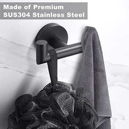 Towel Hooks for Bathrooms,Towel Hook for Kitchen Bathroom,SUS304 Stainless Steel Coat Hook,Heavy Duty Double Holder Robe Hooks for Hanging Towels,Coats,Sponges,Clothes,Wall Mount,Matte Black,4Pack - color: Matte Black