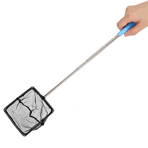 Aquarium Fine Mesh Net Less Steel Aquarium Extendable Fish Shrimp Net with Long HandleRound Professional Accessories for Use