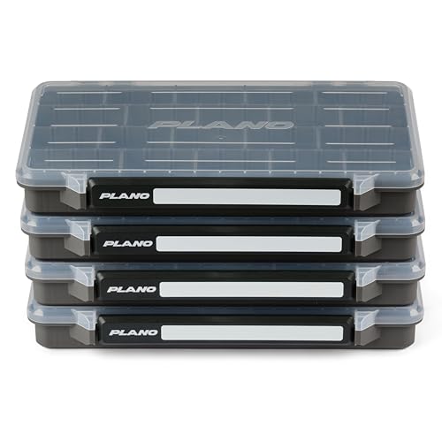 Plano StowAway 3700 Stow Tackle Box, 4 Pack, with Corrosion-Preventive Rustricor, Single Latch Design, Transparent DuraView Lid, Stackable Storage for Fishing Bait, Lures and Gear - size: 3700 4-Pack, style: New Model