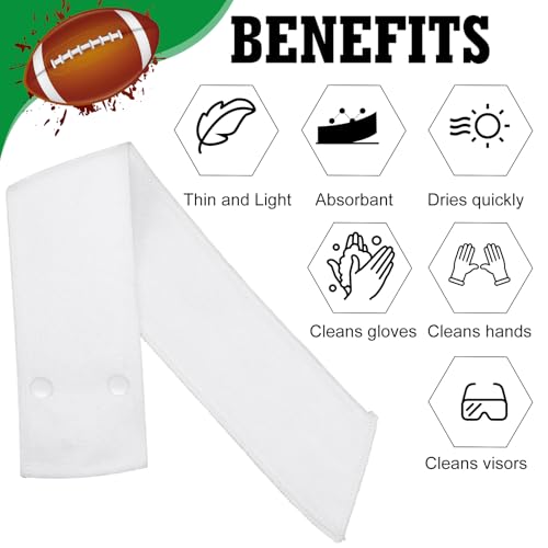 Fanfanwin 6 Pcs Football Towels with Buttons Quick Dry Sports,White | Button Design Prevents Slipping, Quick Dry Basketball Workout, Lightweight Sweat Absorbent Towels Athletes Gym Training Use - color: White