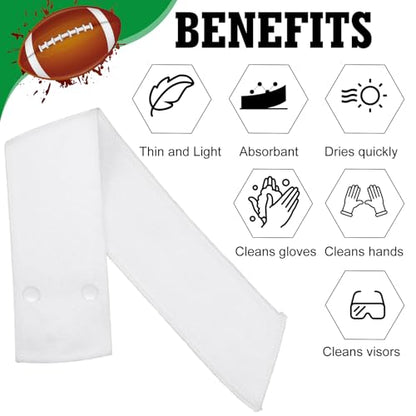 Fanfanwin 6 Pcs Football Towels with Buttons Quick Dry Sports,White | Button Design Prevents Slipping, Quick Dry Basketball Workout, Lightweight Sweat Absorbent Towels Athletes Gym Training Use - color: White