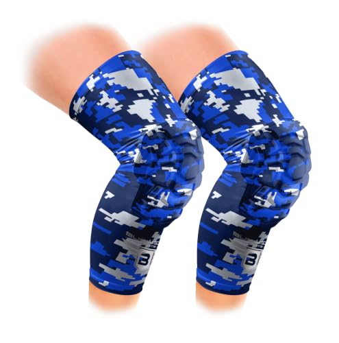 Bucwild Sports Knee Pads/Padded Compression Pro Knee Sleeves (1 Pair) Youth & Adult Sizes - Basketball Wrestling Volleyball Black White Red Blue (Black Camo, Small (Teen/Young Adult)) - color: Royal Blue Camo, size: Adult Medium