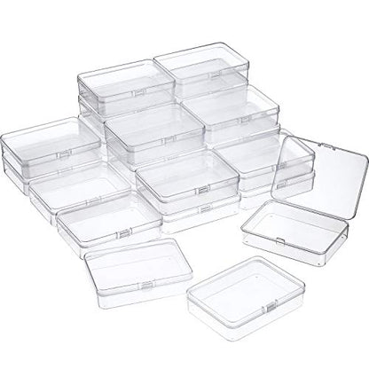 SATINIOR 24 Packs Small Clear Plastic Beads Storage Containers Box with Hinged Lid for Storage of Small Items, Crafts, Jewelry, Hardware(4.45 x 3.3 x 1.18 Inches) - size: 4.45 x 3.3 x 1.18 in