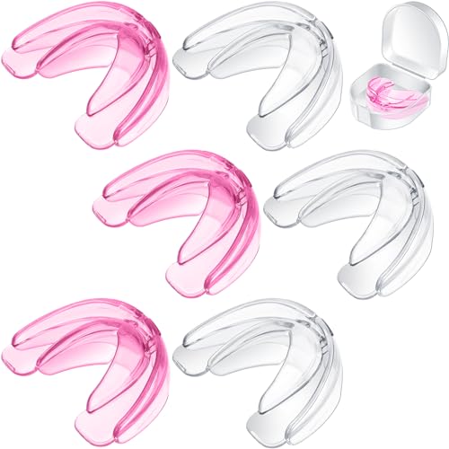 TOODOO 6 Pieces Youth Braces Mouth Guard with Cases, White, Pink - color: White, Pink